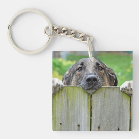 Duitse herder die over hek kijkt sleutelhanger (Voorkant)