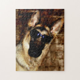 Duitse herder die zonnebrillen draagt legpuzzel