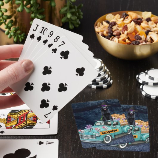 Duitse herder Dog Halloween Truck Night Pokerkaarten (Insitu)
