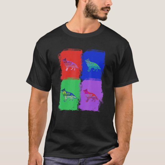 Duitse herder Duitse herder Pop kunst T-shirt (Voorkant)