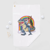 Duitse Herder Eenhoorn Dinosaurus Trex Funny Rainb Golfhanddoek (Insitu)