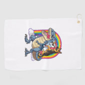 Duitse Herder Eenhoorn Dinosaurus Trex Funny Rainb Golfhanddoek (Horizontaal)