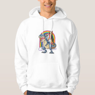Duitse Herder Eenhoorn Dinosaurus Trex Funny Rainb Hoodie