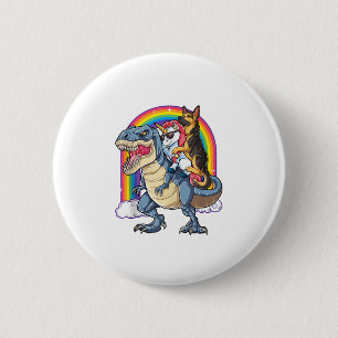 Duitse Herder Eenhoorn Dinosaurus Trex Funny Rainb Ronde Button 5,7 Cm