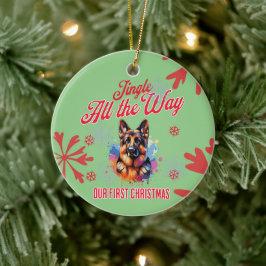 Duitse herder eerste kerst keramisch ornament