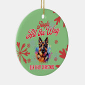 Duitse herder eerste kerst keramisch ornament (Rechts)