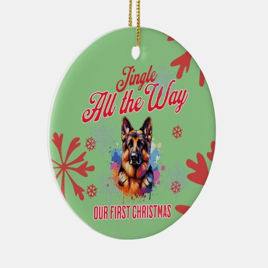 Duitse herder eerste kerst keramisch ornament (Rechts)