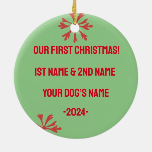 Duitse herder eerste kerst keramisch ornament (Achterkant)