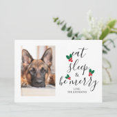 Duitse herder eet slaap wees vrolijk Foto Kerstmis Feestdagenkaart (Staand voorkant)