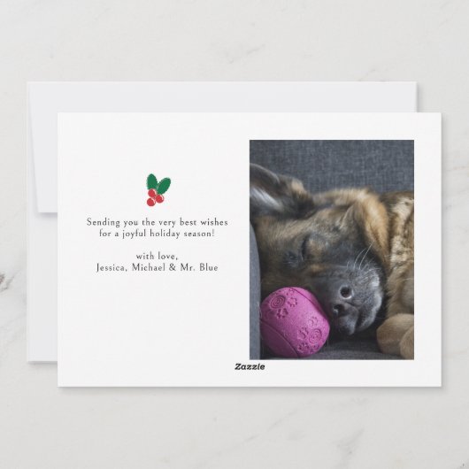 Duitse herder eet slaap wees vrolijk Foto Kerstmis Feestdagenkaart (Achterkant)