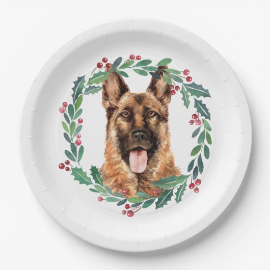 Duitse herder Elegant Hond Kerstvakantie Papieren Bordje (Voorkant)