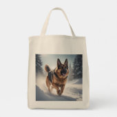 Duitse Herder Elegante Kruidenier Canvas tas (Achterkant)