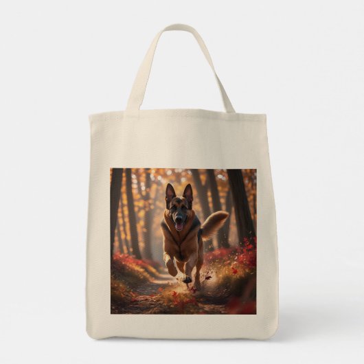 Duitse Herder Elegante Kruidenier Canvas tas (Achterkant)