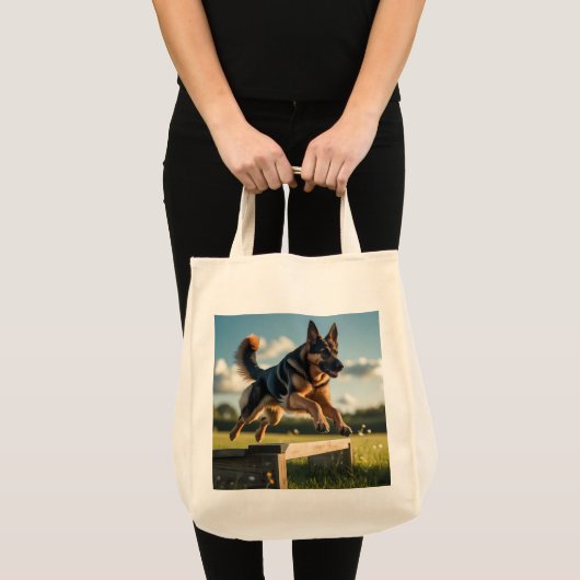 Duitse Herder Elegante Kruidenier Canvas tas (Voorkant (product))
