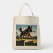 Duitse Herder Elegante Kruidenier Canvas tas (Achterkant)