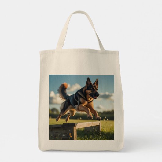Duitse Herder Elegante Kruidenier Canvas tas (Achterkant)
