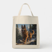 Duitse Herder Elegante Kruidenier Canvas tas (Achterkant)