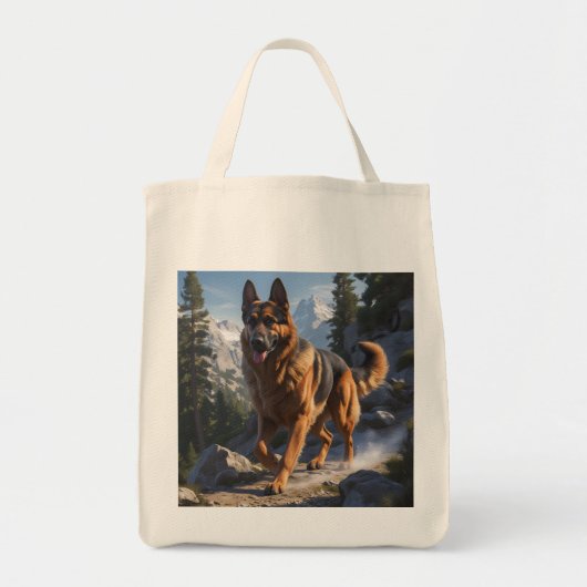 Duitse Herder Elegante Kruidenier Canvas tas (Voorkant)