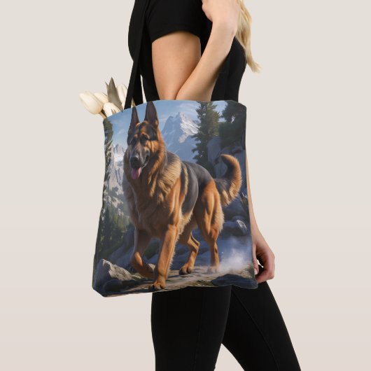 Duitse Herder Elegante Schouder Canvas tas (Dichtbij)