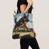 Duitse Herder Elegante Schouder Canvas tas (Dichtbij)
