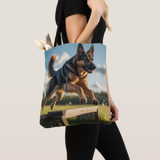Duitse Herder Elegante Schouder Canvas tas (Dichtbij)