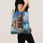 Duitse Herder Elegante Schouder Canvas tas (Dichtbij)