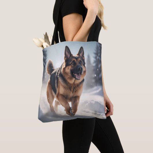 Duitse Herder Elegante Schouder Canvas tas (Dichtbij)