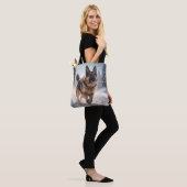 Duitse Herder Elegante Schouder Canvas tas (Op model)