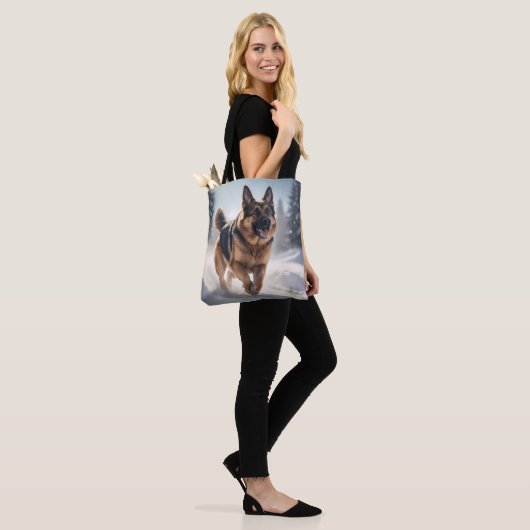 Duitse Herder Elegante Schouder Canvas tas (Op model)