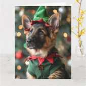 Duitse Herder Elf Puppy Kerst Kaart (Gele Bloem)