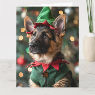 Duitse Herder Elf Puppy Kerst Kaart