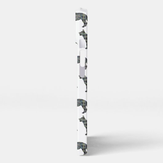 Duitse herder Elzasser Hond Silhouet Grid Wit iPhone Hoesje (Linkerkant)