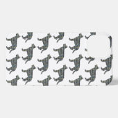 Duitse herder Elzasser Hond Silhouet Grid Wit iPhone Hoesje (Achterkant horizontaal)
