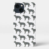 Duitse herder Elzasser Hond Silhouet Grid Wit iPhone Hoesje (Achterkant)