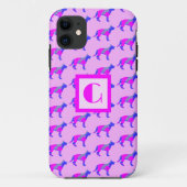Duitse herder Elzasser Hond Silhouet Roze Mono Case-Mate iPhone Case (Achterkant)
