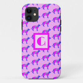 Duitse herder Elzasser Hond Silhouet Roze Mono Case-Mate iPhone Case