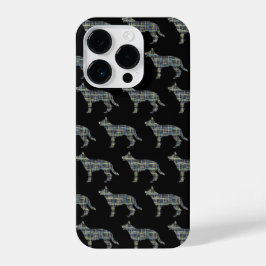 Duitse herder Elzassische hond silhouet raster zwa iPhone 14 Plus Hoesje