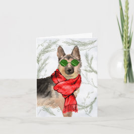 Duitse herder en botanische sinaasappels met kerst feestdagen kaart