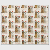 Duitse herder en Dalmatiër met kerstmutsen Cadeaupapier (Vlak)