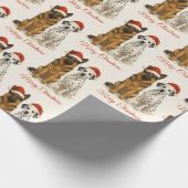 Duitse herder en Dalmatiër met kerstmutsen Cadeaupapier (Hoek)