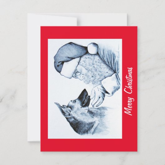 Duitse herder en kerstman bedankkaart (Voorkant)