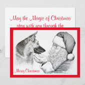 Duitse herder en kerstman feestdagenkaart (Voorkant / Achterkant)