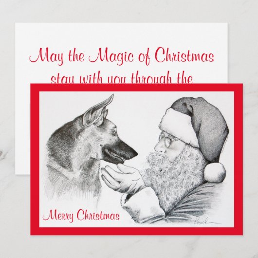 Duitse herder en kerstman feestdagenkaart (Voorkant / Achterkant)