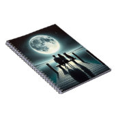 Duitse herder en koppel op een dok notitieboek (Rechterzijde)