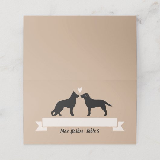 Duitse Herder en Labrador Retriever Bruiloft Plaatskaartje (Buitenkant ongevouwen)