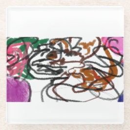 Duitse Herder en rozen kunst Glazen Onderzetter