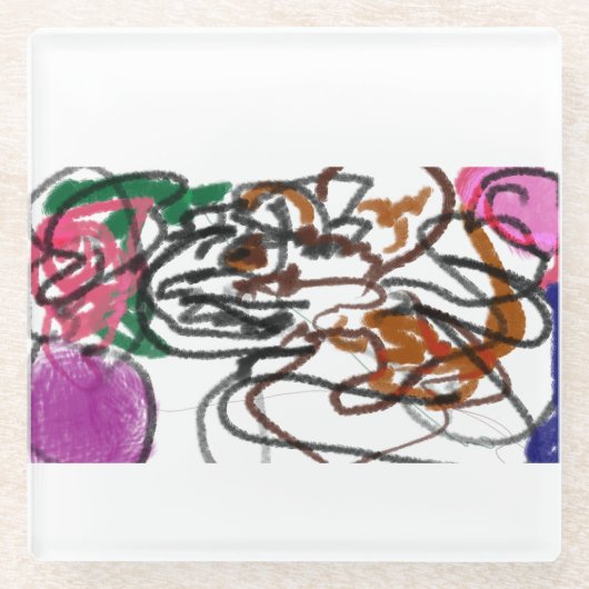 Duitse Herder en rozen kunst Glazen Onderzetter (Voorkant)