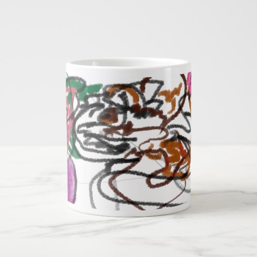 Duitse Herder en rozen kunst Grote Koffiekop (Voorkant)