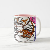 Duitse Herder en rozen kunst Tweekleurige Koffiemok (Voorkant rechts)