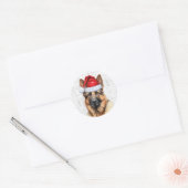 Duitse Herder en Woof Woord Kunst Kerstmis Ronde Sticker (Envelop)